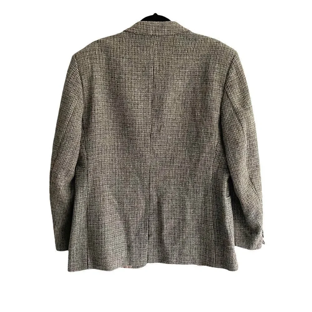 HARRIS TWEED Vintage Hand Woven Wool Blazer Grey Blue 44R - Picture 5 of 9